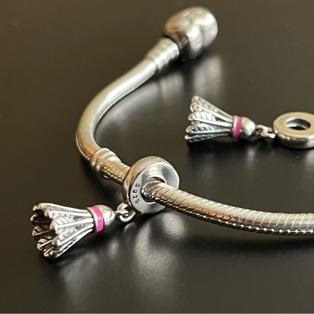 Sterling Silver Badminton Birdie Dangle Charm